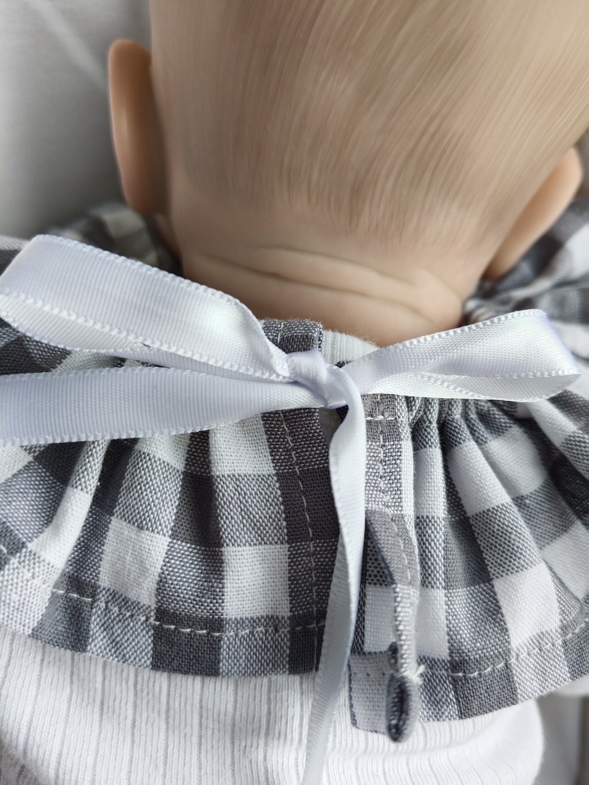 Cuello de volantes en Vichy gris 0-3 m - 3